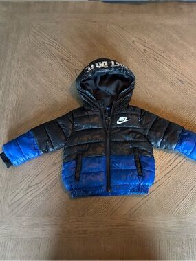 Nike Black and Blue Infant Fleece Jacket with Logo Trim